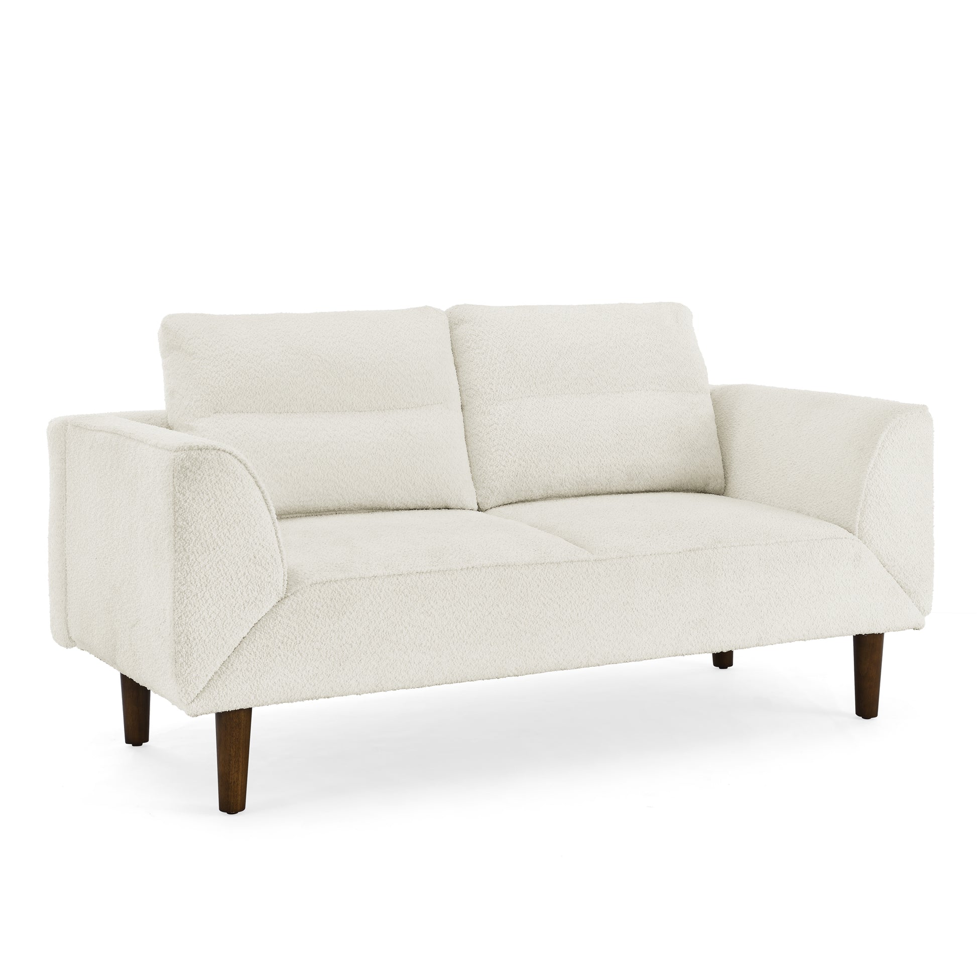 Convertible Futon Sofa Bed, Comfy Loveseat Sleeper Sofa With Adjustable Armrest, Strengthen Wood, Thick Padded Cushion, Small 2 Seater Couch For Living Room, Bedroom, Beige Beige Foam 2 Seat