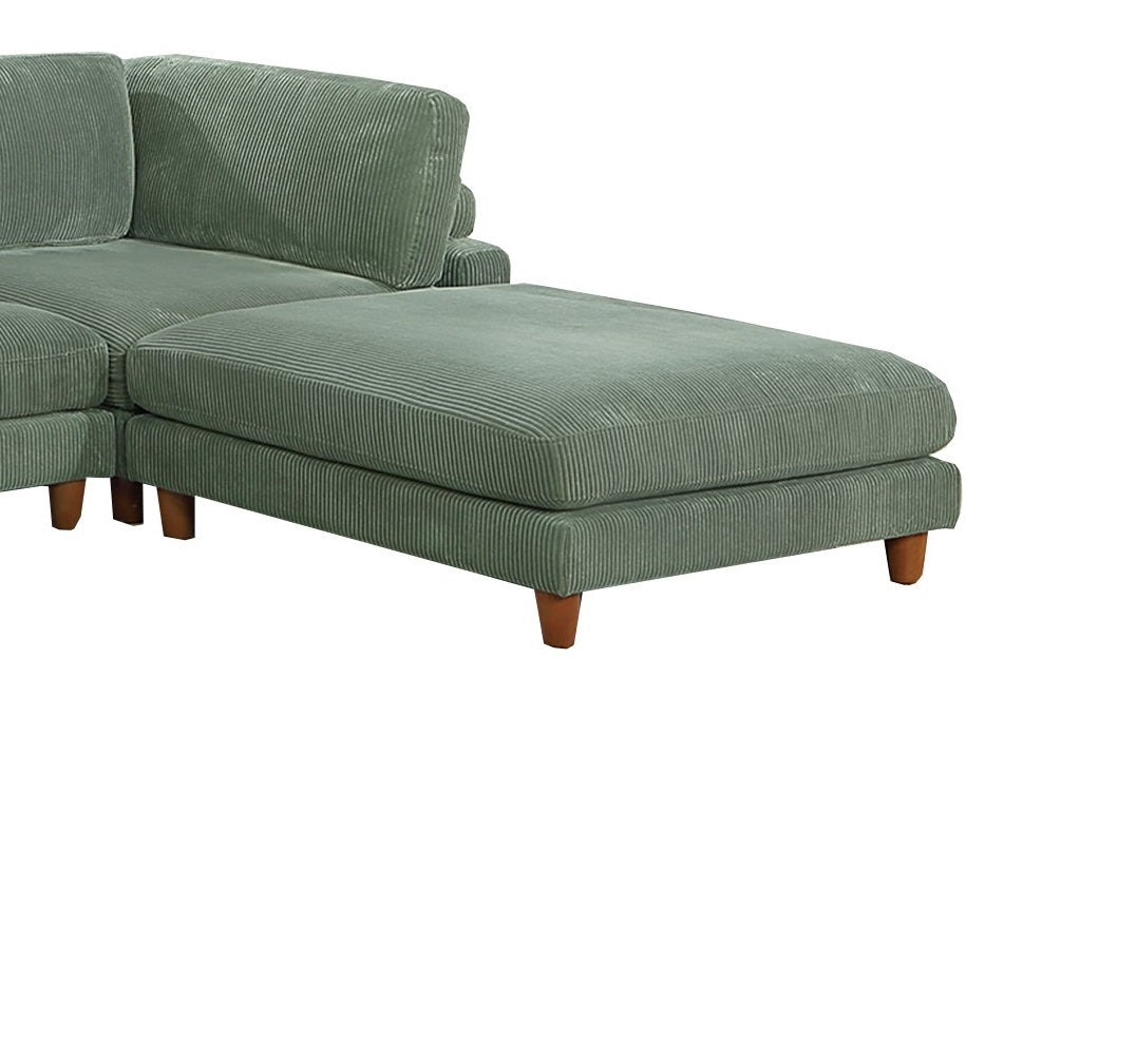 Living Room Furniture 1Pc Cocktail Ottoman Sage Color Corduroy Cushion Extra Large Ottoman Wood Legs Sage Primary Living Space Green Contemporary,Modern Square Corduroy