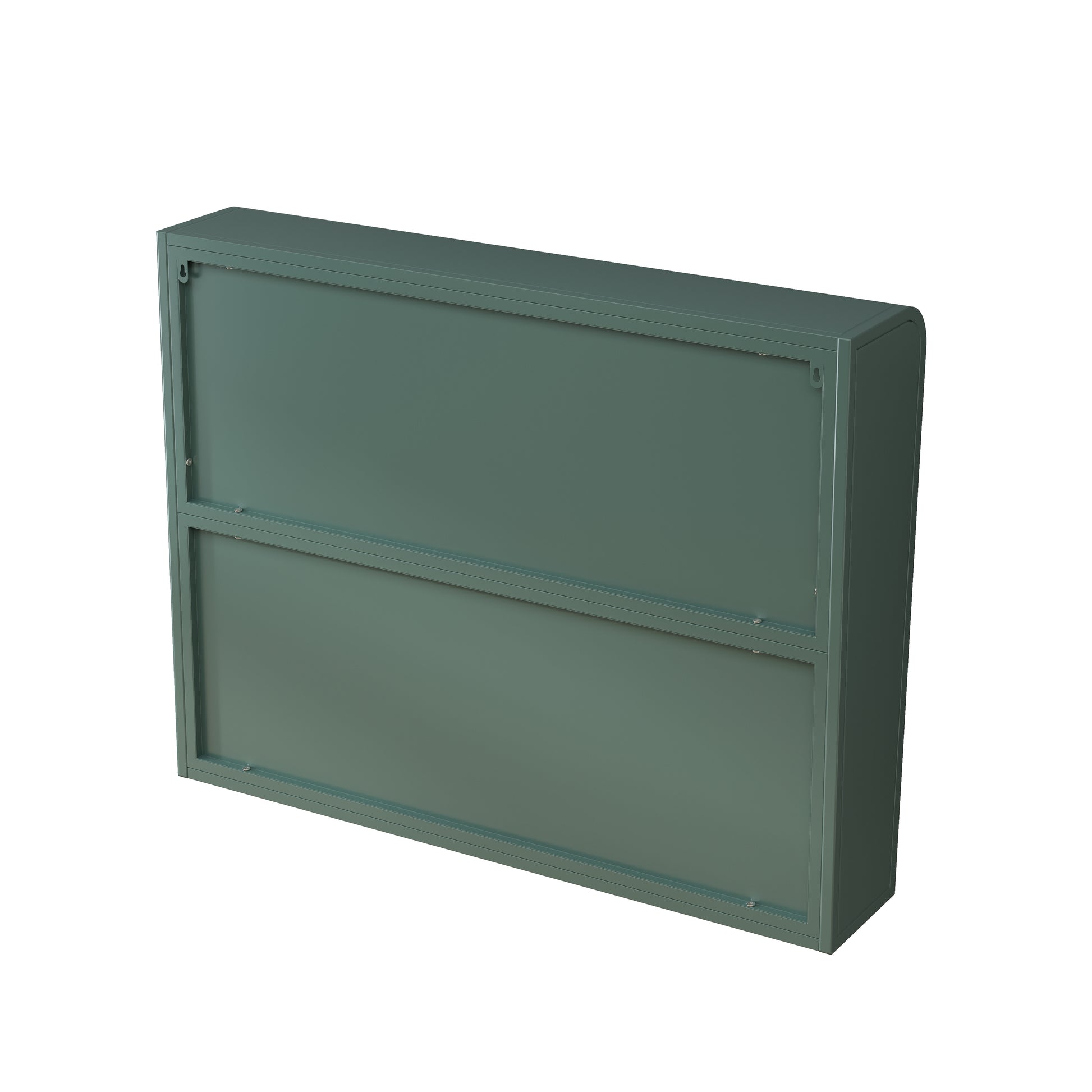 3 Door Arched Wall Mounted Glass Cabinets For Kitchen, Living Room And Bathroom Dark Green Dark Green Glass Metal