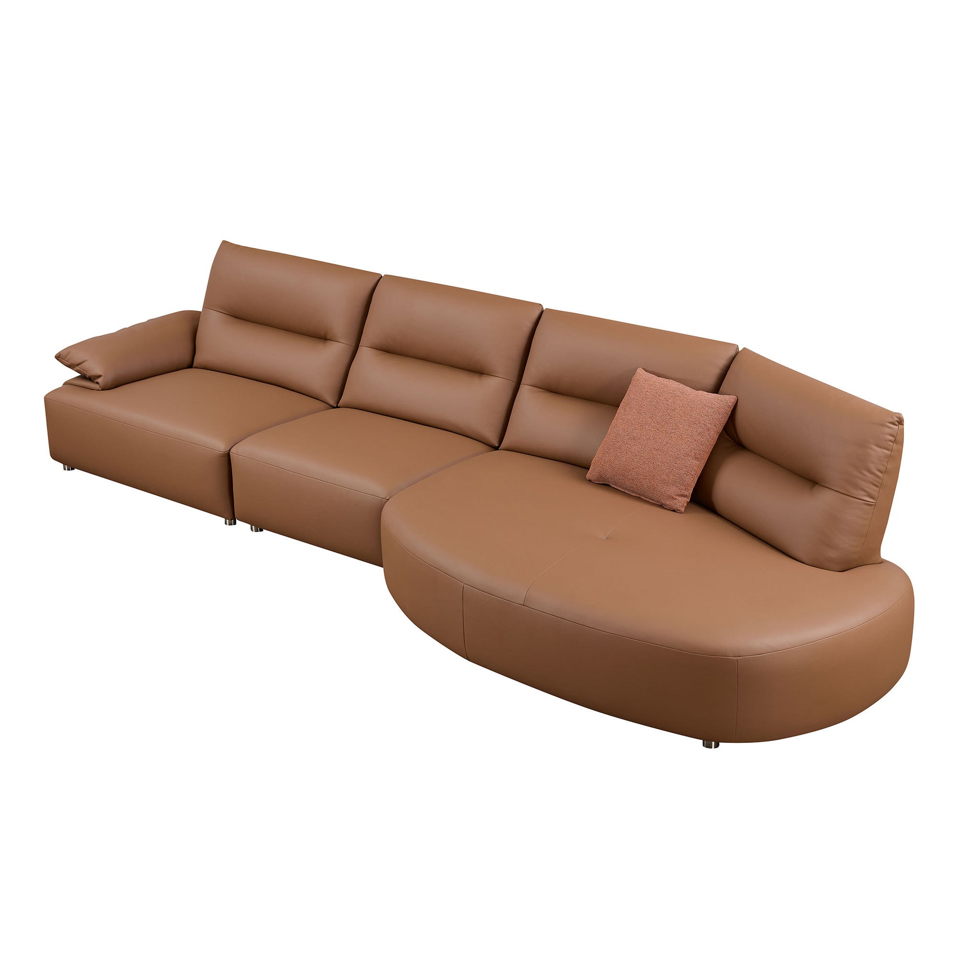 147.24'' Oversied Modern Sectional Curved Shaped Sofa Couch For Living Room,Upholstered 5 Seat Sofa Eco Leather Couch Set,Brown Brown Foam 5 Seat