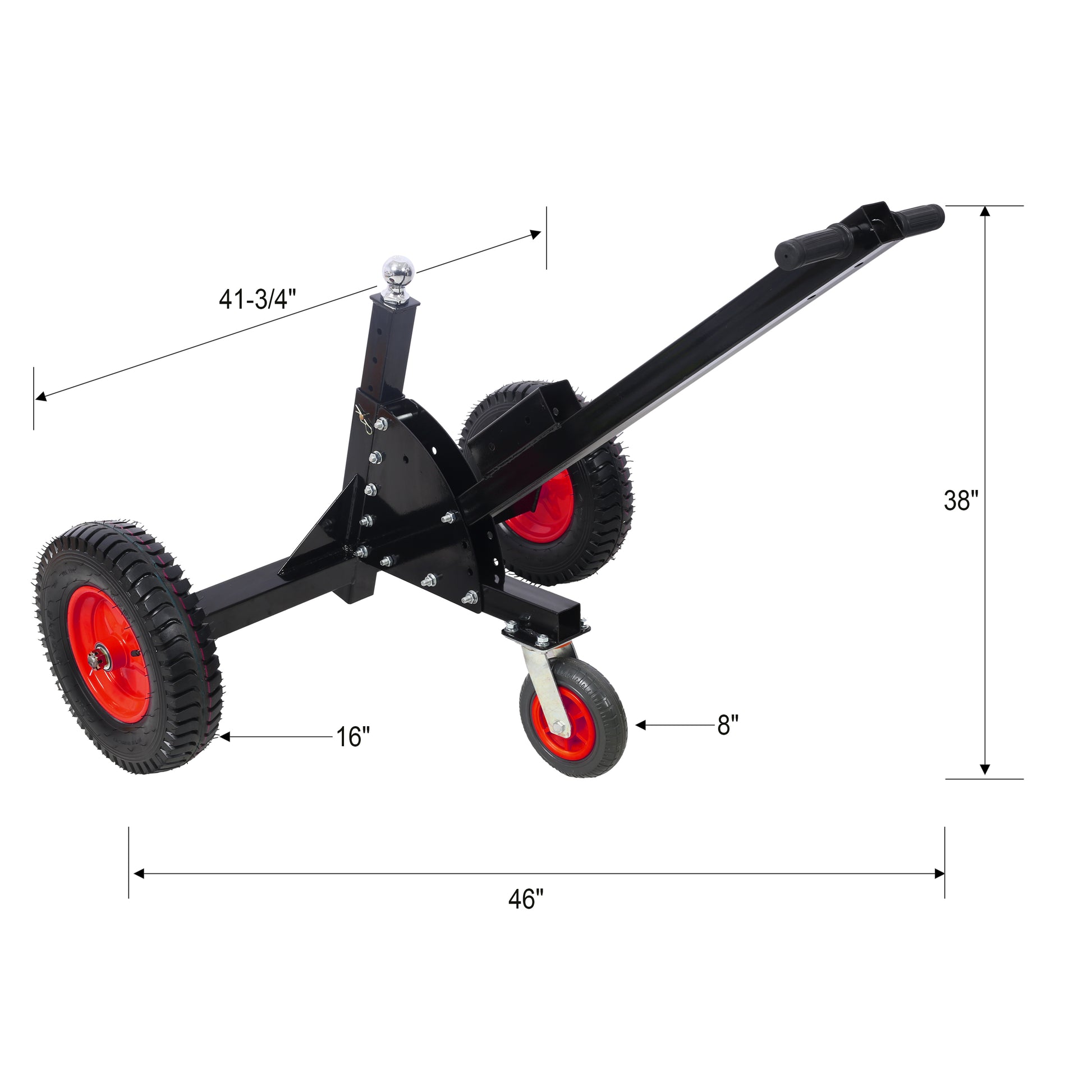 2 In 1 Heavy Duty 1,500Lbs Trailer Dolly Load Capacity, Trailer Mover 2" Hitch Ball, 24'' 35.4'' Adjustable Height Trailer Rv Boat Black Steel