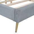 Queen Size Corduroy Platform Bed With Metal Legs, Gray Old Sku:Wf300238Aae Queen Gray Corduroy