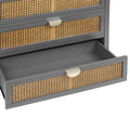 3 Drawer Cabinet,Natural Rattan,American Furniture,Suitable For Bedroom, Living Room, Study Gray Mdf
