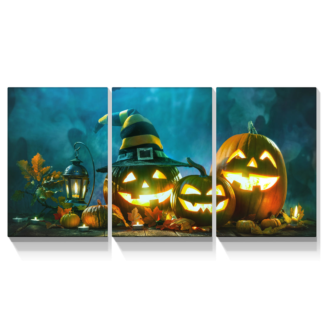 3 Panel Happy Halloween Canvas Prints Pumpkin Lantern Wall Art For Bedroom Living Room Paintings Canvas Prints Festival Gift Stretched And Framed Ready To Hang 2432Inch Thickness 1.5Inch Multicolor Halloween Modern Canvas