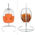 Hanging Egg Chair With Stand, Hammock Swing Chair With Hanging Kit,Orange Orange Rust Resistant Frame Garden & Outdoor Modern Aluminium