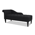 Harrison Tufted Roll Arm Chaise Lounge, Jet Black Woven Black Foam Fabric