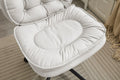 Armless Office Desk Chair With Wheels: Pu Leather Cross Legged Wide Chair,Comfortable Adjustable Swivel Computer Task Chairs For Home,Office,Make Up,Small Space,Bed Room Creamy White Antique Fiber Foam And Polyester Fiber Pad Pvc