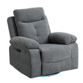 Power Recliner Glider Chair With Bluetooth Speaker 270 Degree Swivel With Led Light Side Arm With Storage Pockets Usb Type C Charging Port Button Control Retractable Footrest Adjustable Backrest Lg Light Grey Linen Power Push Button Metal Primary Living