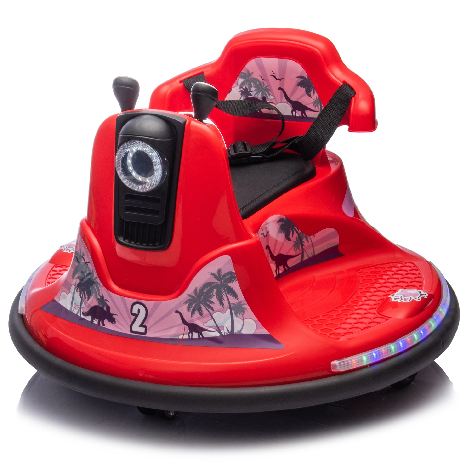 12V Kids Ride On Bumper Car W Parents Control,Rotate 360 Degrees,Two Handed Switch For Direction Control,Bumper Strip,Light Belt,Mp3 Music,Bluetooth,Provide A Speed Of 0.75Mph For Kids Of 2 5 Red 50