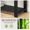 Bamboo Shoe Bench, 3 Tier Shoe Rack, Entryway Bench With Cushion And Adjustable Shelves, Shoe Rack For Entryway, Hallway, Mudroom And Living Room, Black Black Bamboo