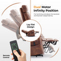 Dual Motor Power Lift Recliner Chair For Elderly, One Touch Reset, Lay Flat Leather Lift Chair With Massage And Heat, Usb & Type C Ports, Electric Recliner Chairs For Seniors, Brown Medium White Wood Primary Living Space Heavy Duty Push Button Acacia