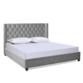 Manhattan Shelter King Platform Bed Frame, Opal Grey Velvet Box Spring Not Required King Gray Wood Foam Velvet Velvet