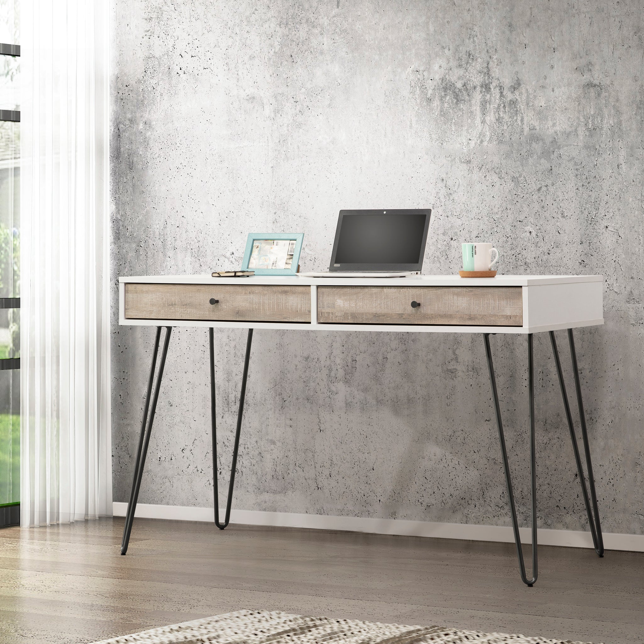 Taupe Oak Desk Taupe Mdf Metal