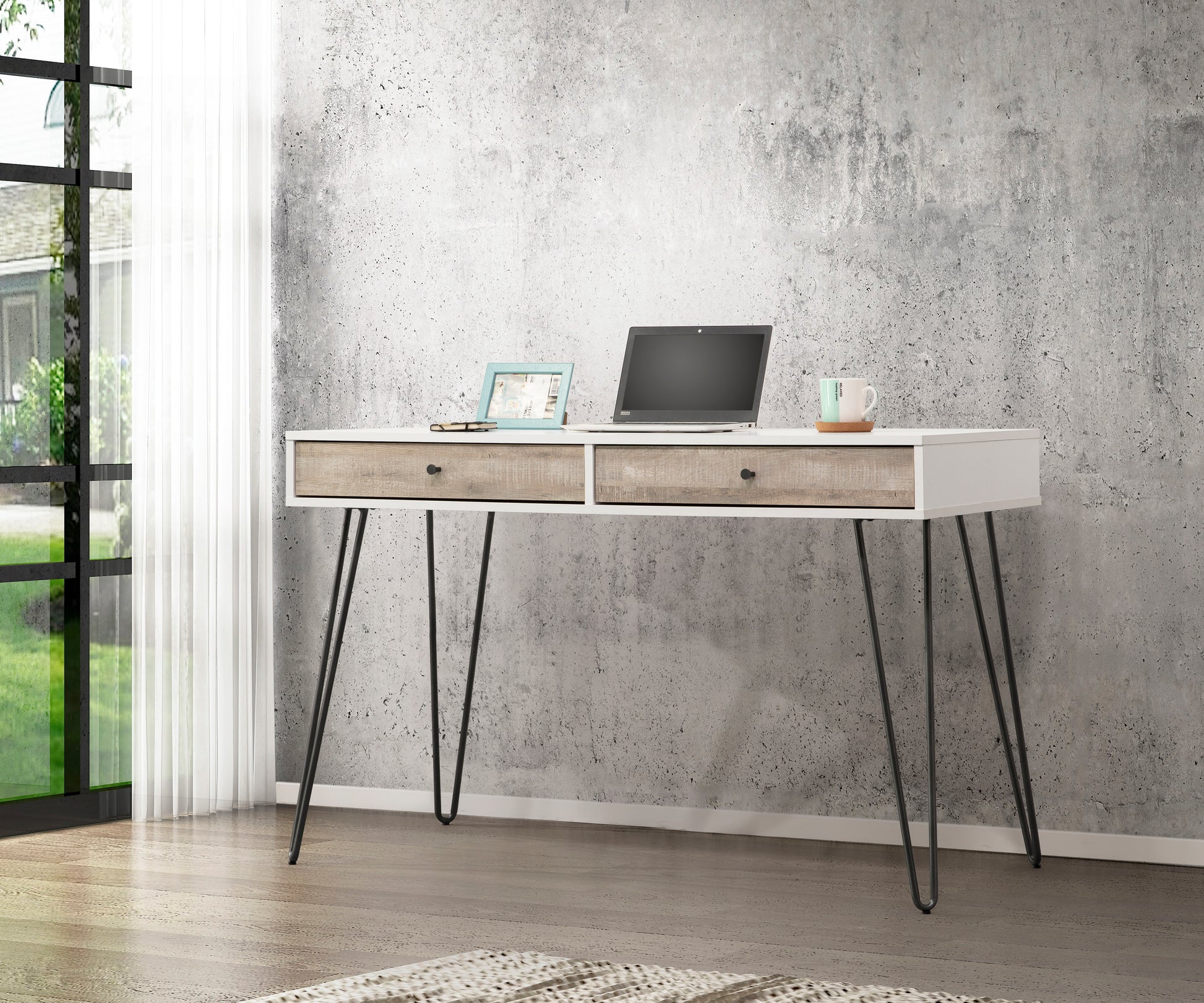 Taupe Oak Desk Taupe Mdf Metal