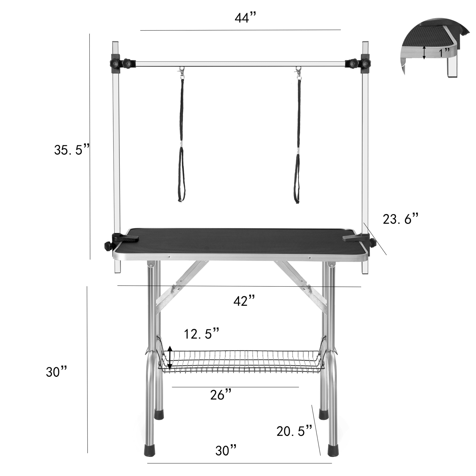 Large Grooming Table For Pet Dog And Cat With Adjustable Arm And Clamps Large Heavy Duty Animal Grooming Table, 42'' Black Black Stainless Steel