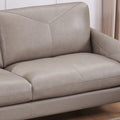 Yorkdale Leather Sofa Stone Gray Down Filling Genuine Leather 3 Seat