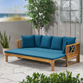 Long Beach Sofa Daybed Teak Pe Rattan Iron Waterproof Fabric