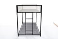 Adam Twin Twin Bunk Black With White Mesh Guard Rail Box Spring Not Required Twin Black Metal Bedroom Bunk Metal