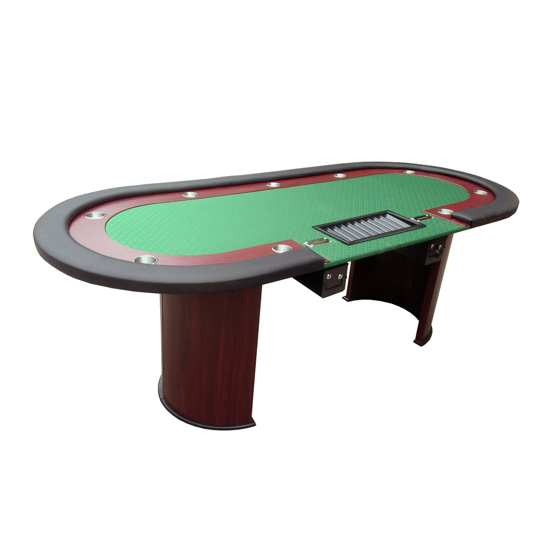 96" Luna Ultra Poker Table With Speed Cloth Racetrack Chip Tray Double Dropbox Wooden Legs Green Green Primary Living Space Modern Wood