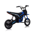 24V14Ah Kids Ride On 24V Electric Toy Motocross Motorcycle Dirt Bike Xxl Large,Speeds Up To 14.29Mph,Dual Suspension, Hand Operated Dual Brakes, Twist Grip Throttle, Authentic Motocross Bike Geometry Blue Polypropylene