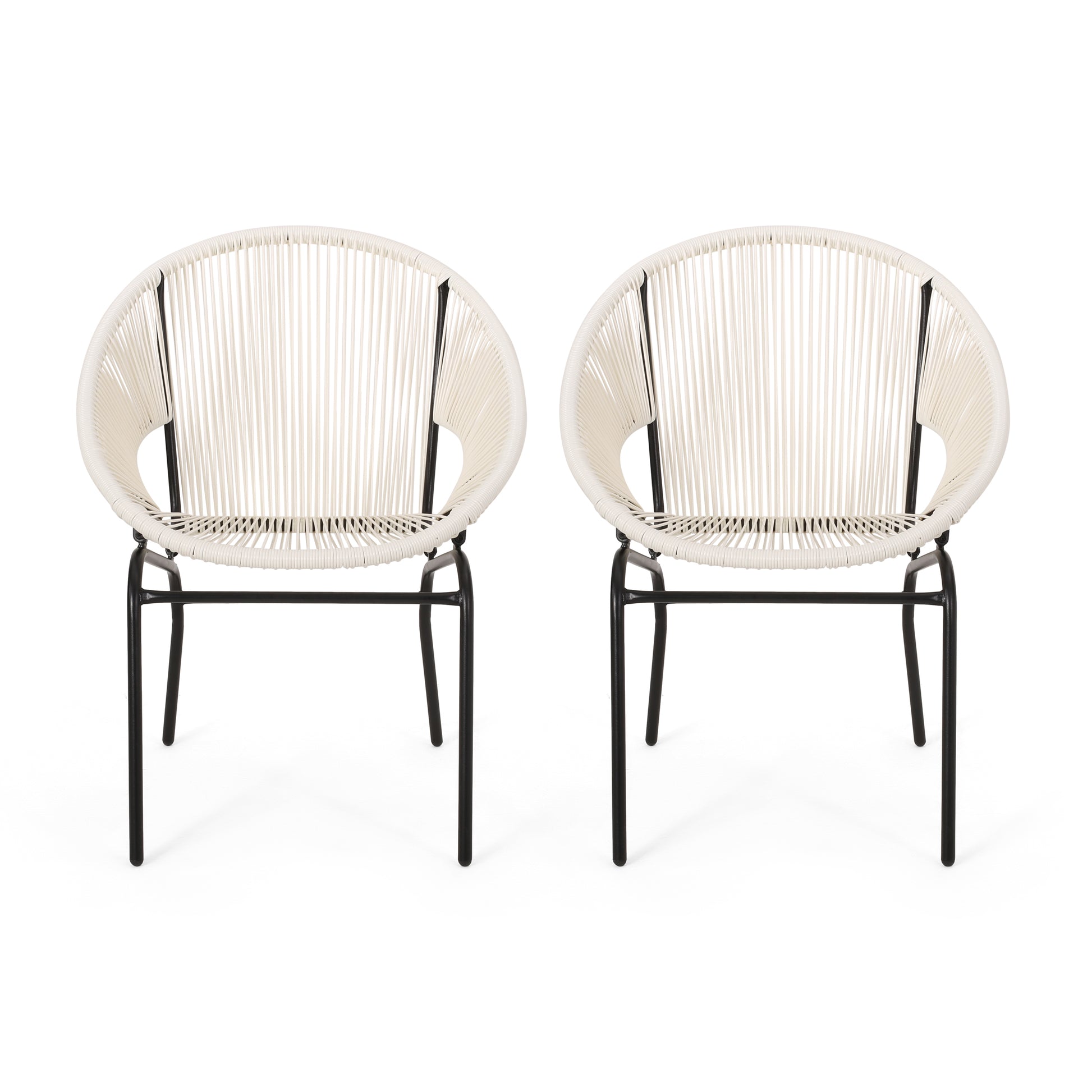 Nusa Chair Set Of 2 White Pe Rattan Iron