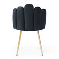 Modern Velvet Dining Chairs Set Of 2, Upholstered Woven Dining Chair With Golden Metal Legs, Upholstered Dining Chairs For Dining Room, Kitchen, Vanity, Living Room Black Primary Living Space Foam Velvet