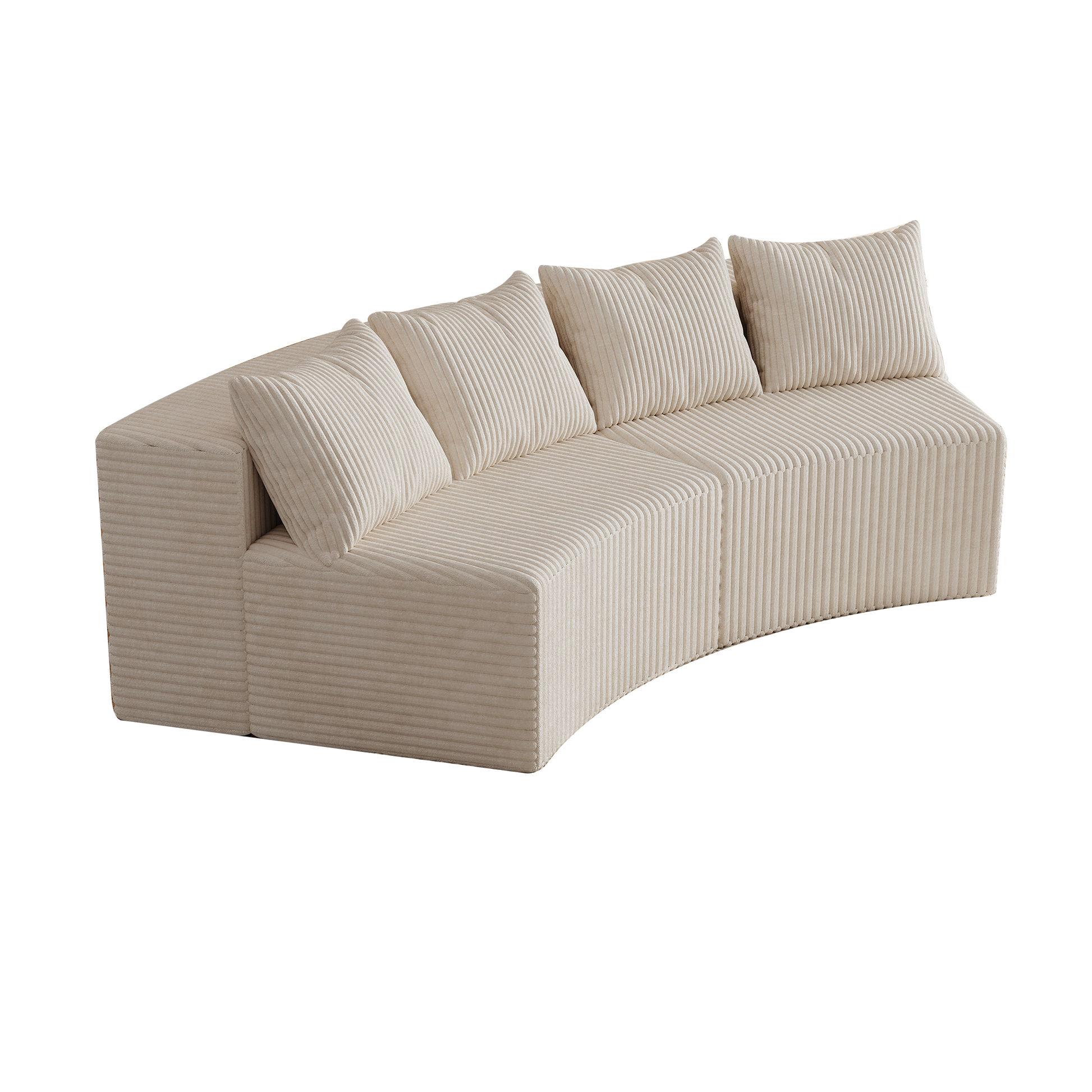 Corduroy Curved Sectional Sofa With Four Pillows,Curved Symmetrical Modular Semi Circular Sofa Sectional For Bedroom, Living Room, Office For Leisure Or Nap, Reading Room, And Lobby Two Modules