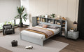 Full Size Platform Bed With Storage Headboard And Lockers, Gray Full Box Spring Not Required Gray Wood Bedroom Solid Wood Mdf