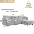 Multi Module Combination Style Sofa For Living Room, Bedroom And Other Lounge Spaces, Modern Minimalist Corduroy Combination Sofa With 2 Comfort Cushions With Usb & C Charging Ports,Gray,Two Sets Gray Foam Fabric 8 Seat