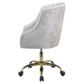 Vintage Cream And Gold Tufted Back Office Chair Solid Cream Office Foam Rectangular Transitional Office Chairs Solid Back Swivel Velvet