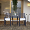 Outsunny 3Pcs Patio Bar Set With Soft Cushion, Rattan Wicker Outdoor Furniture Set For Backyards, Lawn, Deck, Poolside Black Steel