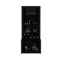 Nero 74 Inch Tall Bar Cabinet 4 Tier Modern Bar Cabinet With Glass Holder Stemware Rack, Wine Cabinet, Liquor Cabinet, 10 Bottle Cubbies And 4 Shelves. Black Primary Living Space Modern Particle Board Shelves Included Engineered Wood