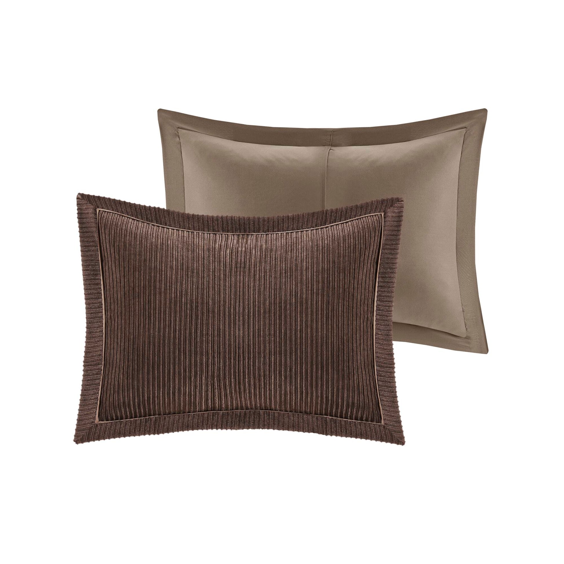 7 Piece Micro Corduroy Comforter Set Brown Queen Brown Polyester