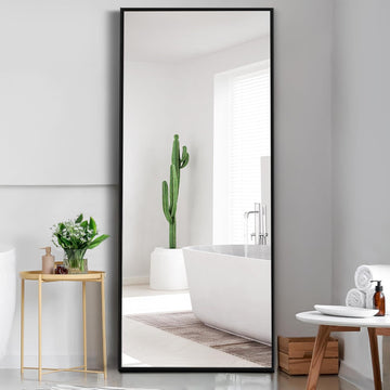 Dolonm Full Length Mirror With Stand, 71"X24" Aluminum Alloy Body Mirror And Shatter Proof Glass Made, Free Standing, Leaning Or Wall Mounted Mirror For Bedroom, Dressing Room And Living Room, Black Black Mirror