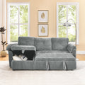 Corduroy Tufted Upholstered Sleeper Sectional Sofa, L Shaped Modular Convertible Sofa With Storage Chaise, Pull Out Sleep Couch Bed And Reclining Backrest Perfect For Living Space,Grey Full Grey Corduroy