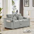 1 Versatile Foldable Sofa Bed In 3 Lengths, Modern Sofa Sofa Sofa Velvet Pull Out Bed, Adjustable Back And With Usb Port And Ashtray And Swivel Phone Stand Grey Gray Eucalyptus Solid Wood Mdf Resin 2 Seat