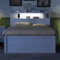 Full Size Wooden Led Platform Bed With Trundle, With Storage Headboard, With Drawers, White Full White Plywood