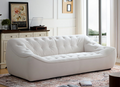 Wks10W White Sofa Withdurable Fabric, Solid Wood Frame, High Density Sponge Filler White Fabric 2 Seat