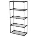 5 Shelf Wire Rack With Cover 1Pack Black Steel