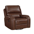 Swivel Glider Reclining Chair Brownfaux Leather Upholstered Traditional Trim 1Pc Modern Living Room Furniture Brown Faux Leather Wood Primary Living Space Modern Plywood,Solid Wood