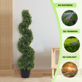 Decorative Bonsai Boxwood Spiral Topiary Artificial Tree Silk Plant For Indoor Outdoor 2Pcs Set Green Plastic