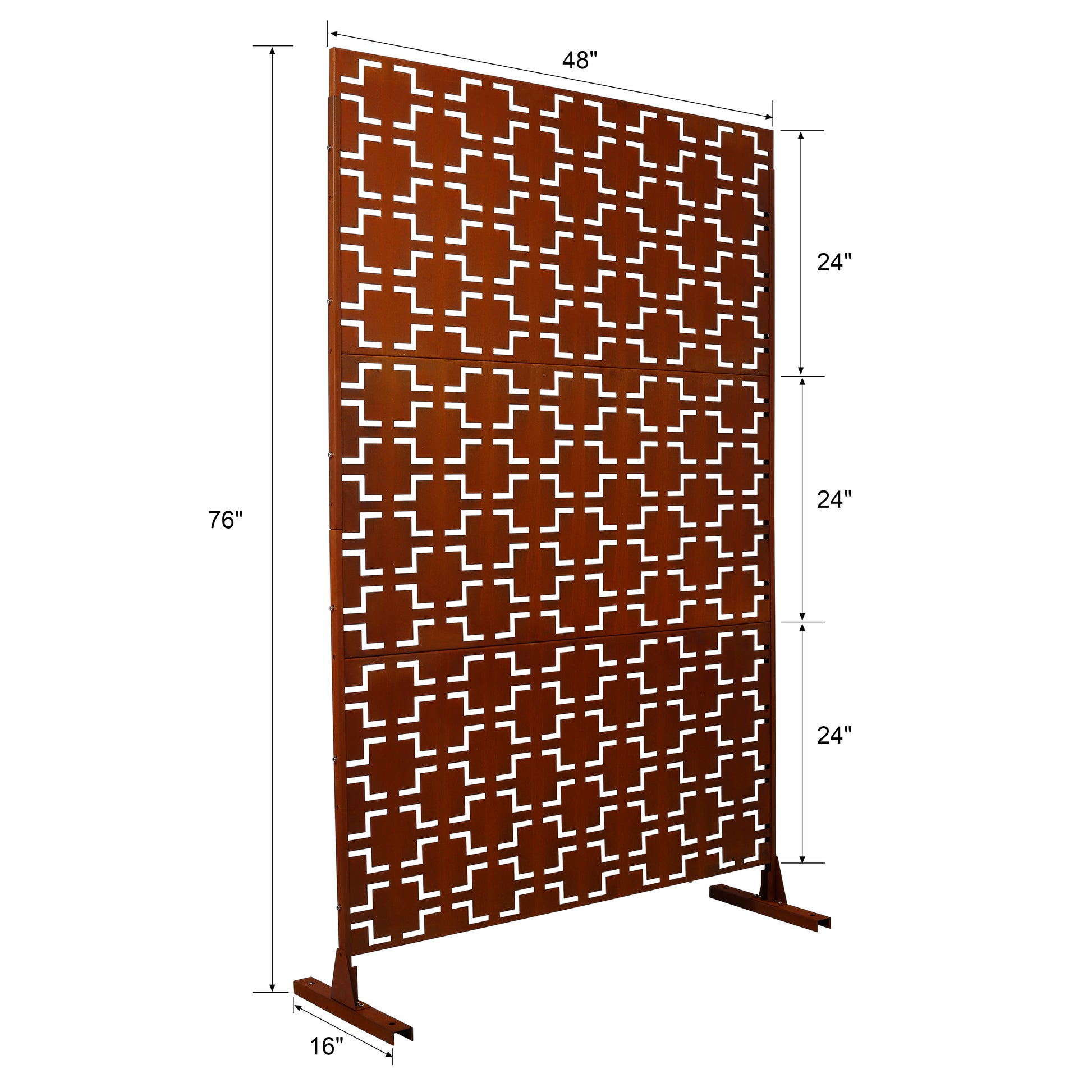 Outdoor & Indoor Privacy Screen Metal Privacy Screen 76" H 48" W, Freestanding Decorative Privacy Screen For Deck Balcony Patio, Privacy Fence Panels For Outside Lawn Garden Ps105 Rusty Rust Red Steel