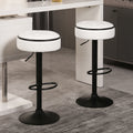 Round Storage Bar Stool Set Of 2, White Faux Leather Height Adjustable Barstool, 360 Counter Height Swivel Stool, Armless Bar Chair With Metal Frame For Kitchen Counter Dining Living Room White Pu Set Of 2 Foam Pu Leather