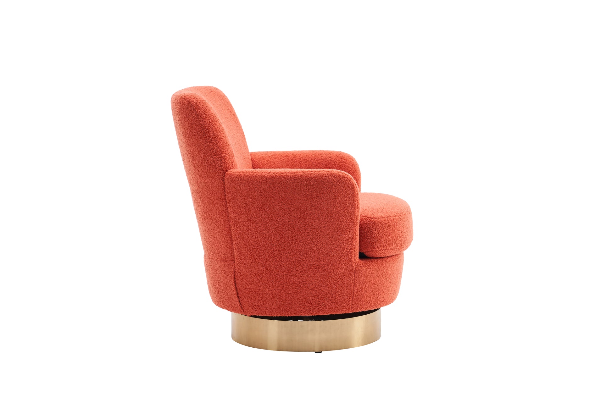 Teddy Swivel Barrel Chair, Swivel Accent Chairs Armchair For Living Room, Reading Chairs For Bedroom Comfy, Round Barrel Chairs With Gold Stainless Steel Base Orange Orange Primary Living Space