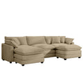 Oversized Modular Cushion Sofa, Portable Ottoman, L Shaped Corner Low Back Deep Seating Spacious Sofa Set And Sofa Bed For Home Apartment Living Room Set, Tan Corduroy Tan Corduroy 3 Seat