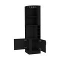Delhi Corner Bar Cabinet, Eight Built In Wine Rack, Glass Rack, Double Door Cabinet Black Melamine Particle Board