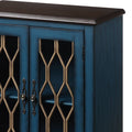 Antique Blue Console Table With Glass Doors Blue Primary Living Space Rubberwood Rectangular Wood Glass