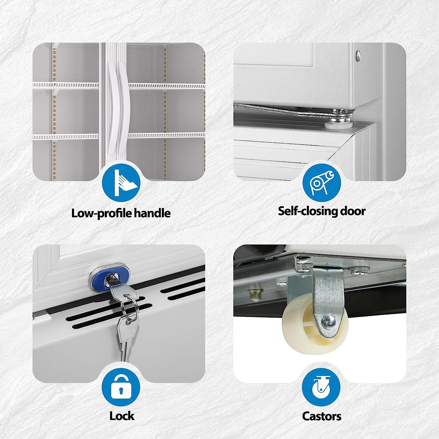 Commercial Refrigerator 2 Glass Door Reach In Cooler, Commercial Display Merchandiser Fridge, Capacity 17.1 Cuft, Etl Approved, Silver Silver Steel