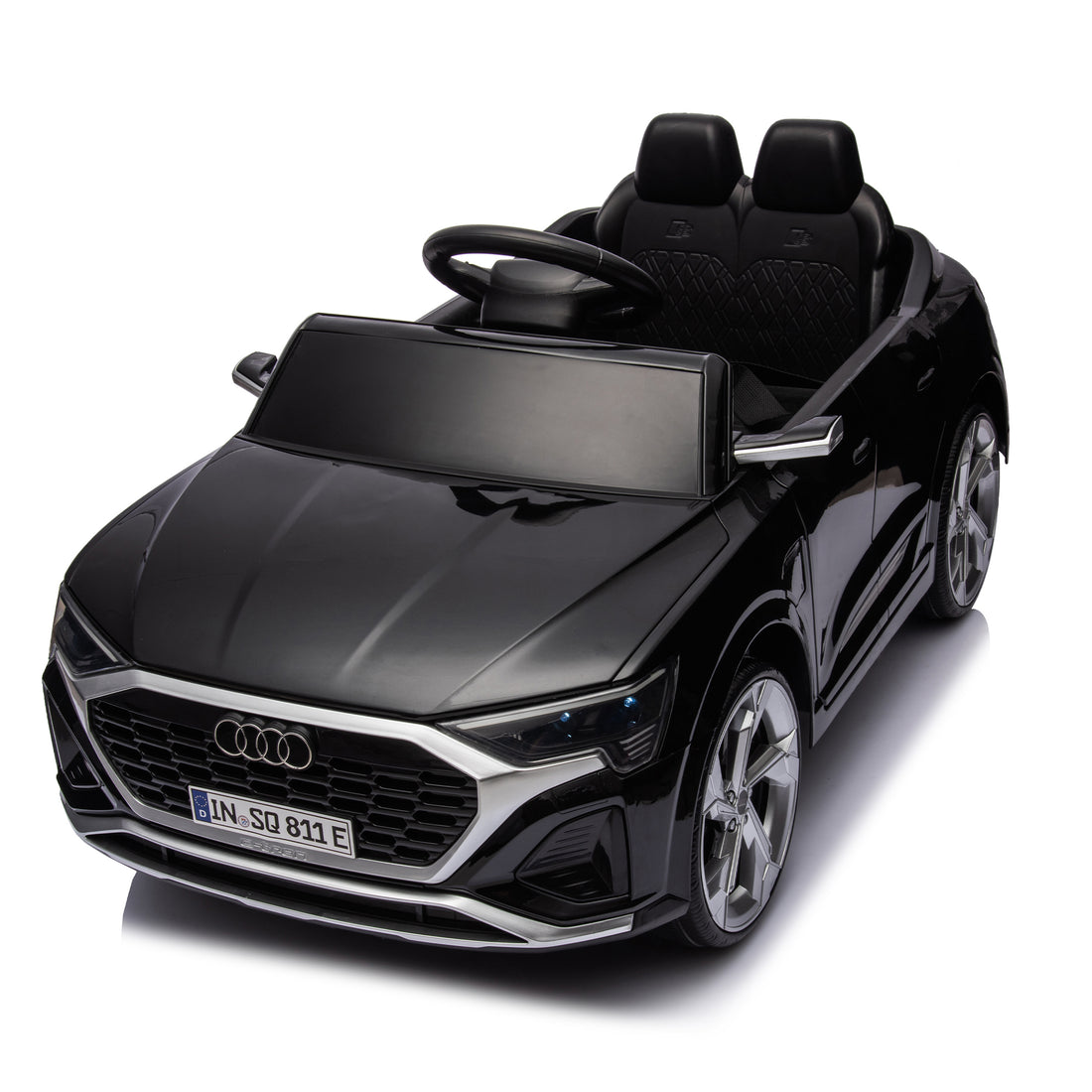 12V Kids Ride On Electric Car W Parents Remote Control,Licensed Audi Sq8 For Kids,Dual Drive,Suspension,Hanging Start,Three Speed Adjustable Music,Volume Control,Led Lights For Kids Aged 3 6. Black 50 99 Lbs Polypropylene