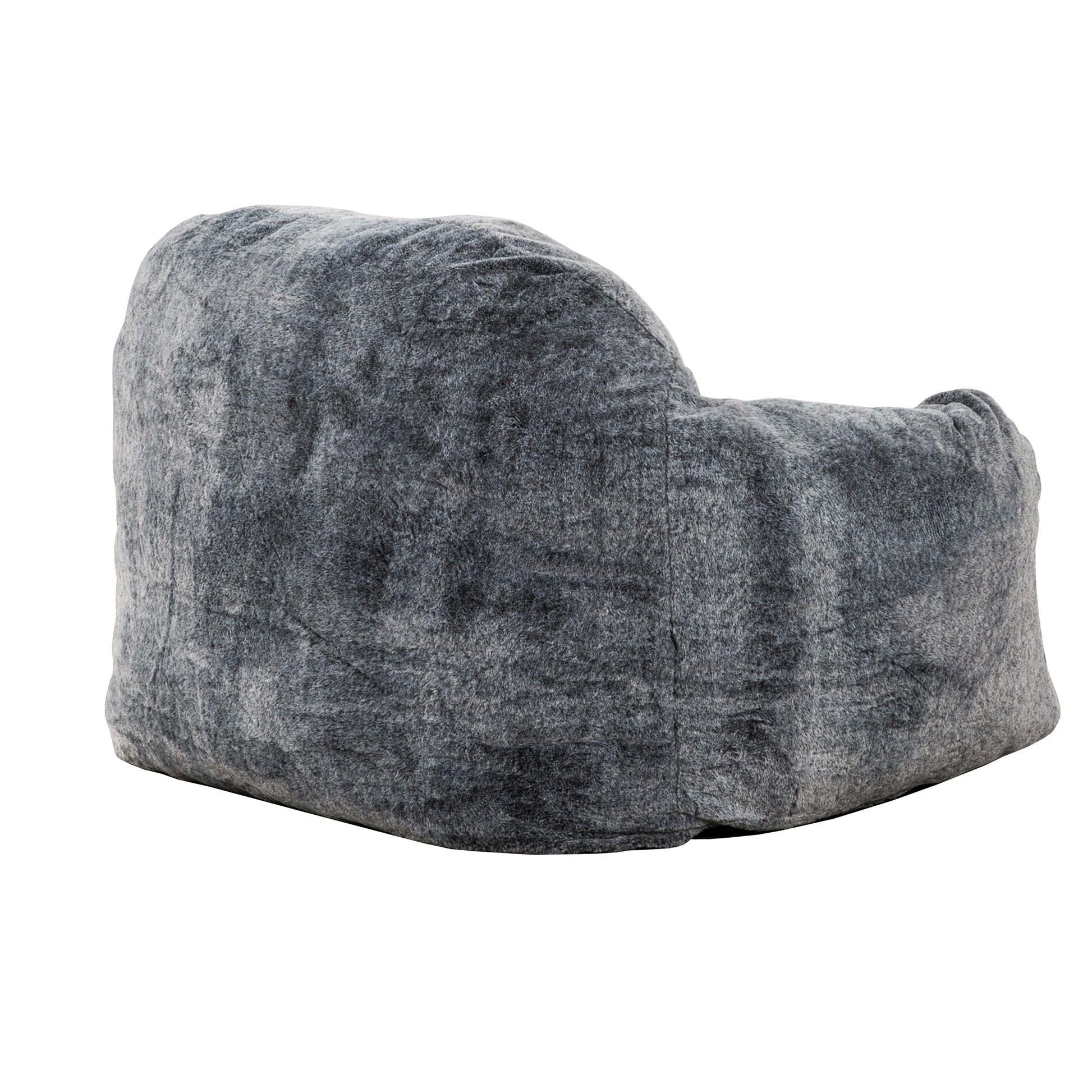 Modern Soft Faux Fur Memory Foam Bean Bag With Armrest, Living Room Lounger Chair, Blue Gray Black Grey Polyester Primary Living Space Soft Modern Memory Foam Polyester